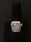 New! Gorgeous Faceted Emerald Cut Rose Quartz Sterling Silver Ring Band-Size 8.5 SRP $ 49