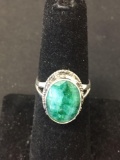 New! Natural African Faceted Emerald Sterling Silver Ring Band-Size 6 SRP $ 39