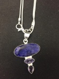 New! Gorgeous Faceted Natural African Sapphire w/ Amethyst Accents 1.5