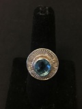 New! Amazing Faceted Blue Topaz Sterling Silver Ring Band-Size 6.5 SRP $ 39