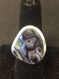 New! AAA Quality Large Abalone Wide Band Sterling Silver Ring Band-Size 6.5 SRP $ 69