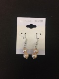 New! Gorgeous Two-Tier 7-8mm Peach & Pink Freshwater Pearl Pair of Sterling Silver Earrings... SRP $
