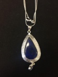 New! Larger Amazing Lapis Center Stone w/ Amethyst Drop Handmade Textured 2.25