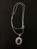 New! AAA Quality Gorgeous Faceted Amethyst w/ White Topaz Accents 1 1/8