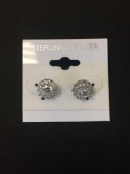 New! Gorgeous White Topaz w/ Halo Pair of Sterling Silver Stud Earrings... SRP $ 39