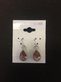 New! Pretty Pink Topaz Faceted 1 1/8 Pair of Sterling Silver Earrings... SRP $ 29