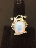 New! Gorgeous Faceted Larger Detailed Opalite Sterling Silver Ring Band-Size 6 SRP $ 39
