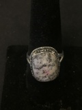 New! Rare Pinkish Tones K-2 Azurite Detailed Sterling Silver Ring Band-Size 8.75 SRP $ 79