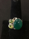 New! Awesome Peridot & Green Onyx Sterling Silver Ring Band-Size 7 SRP $ 39