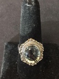 New! Amazing Detailed Black Rutilated Center Stone Sterling Silver Ring Band-Size 8 SRP $ 49