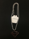 New! Wow Designer Stainless Steel Rope Chain w/ Superman Logo Drop Pendant... SRP $ 49