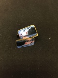Norwegian Made Pair of Gold-Tone Sterling Silver Sunset Themed Enameled Cufflinks