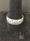 Celtic Knot Decorated 7.0mm Wide Sterling Silver Band- Size 12