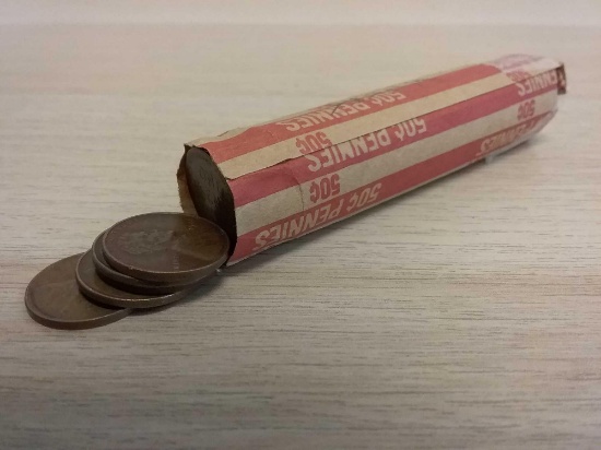 Roll of 50 Wheat Pennies From Lifetime Collection - Marked 1940`s by Consignor