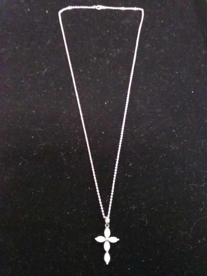 Shell Cross Sterling Silver Pendant & 18 Inch Sterling Silver Chain Necklace