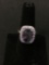 Checkerboard Cushion Faceted 14x11mm Amethyst Center AU Designed Sterling Silver Halo Style Ring