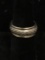 Unique JAW Designed Hand-Textured Circle Motif 8mm Wide 14KT Gold Ring Band-Size 7 -3.3 Grams