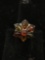 Polish Made V-8 Design Floral Motif Multi-Colored Amber Cabochon Gems 25mm Wide Sterling Silver Ring