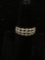 PAJ Designed Single Diamond Accented Three Row Scallop Motif 8mm Wide Tapered Sterling Silver Ring