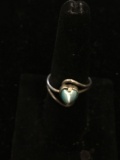 Mexican Made Heart Fashioned 7mm Blue Cat's Eye Cabochon 15mm Wide Bypass Ribbon Sterling Silver