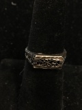 Hand-Carved Vintage Lace Design 6mm Wide Tapered Sterling Silver Ring Band-Size 6