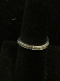Single Diamond Accented 3mm Wide Contoured Sterling Silver Band - Size 7