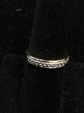 Single Diamond Accented 4mm Wide Two-Tone Sterling Silver Band - Size 7