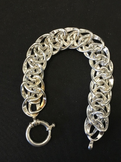 Unique Interwoven 17mm Design 7in Sterling Silver Bracelet