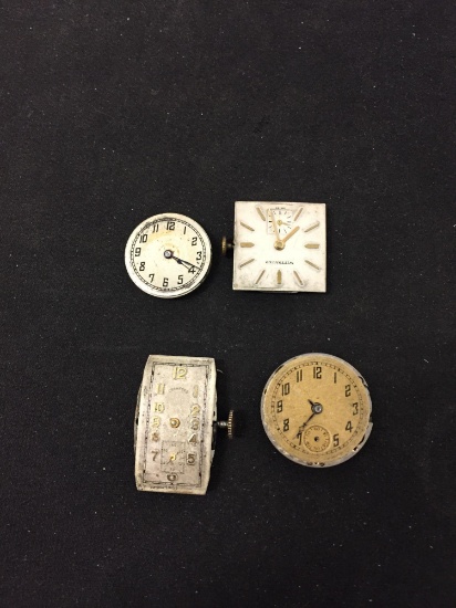 Lot of Four Various Size, Shape & Designer Loose Watch Faces - No Cases