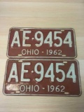 Vintage 1962 Ohio License Plates