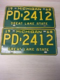 Vintage 1968 Michigan License Plate