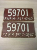 Vintage 1957 Ohio License Plates