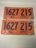 Vintage 1952 Illinois License Plates