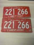 Vintage 1957 Illinois License Plates
