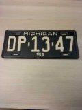 Vintage 1951 Michigan License Plate