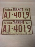 Vintage 1967 South Dakota License Plates