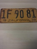 Vintage 1932 California License Plate