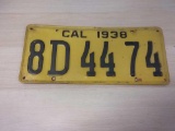 Vintage 1938 California License Plate