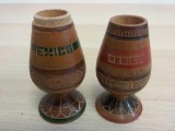 Antique Mexican Made Mini Wooden Glasses - Made in Mexico 1938