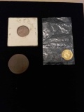 Lot of 3 coins Including 1974-S Penny, 1975-D Roosevelt Dime, and a British Half Penny