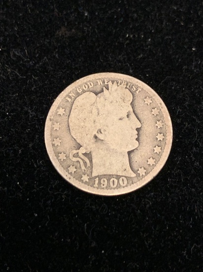 1900 Early United States Barber Quarter - 90% Silver Coin