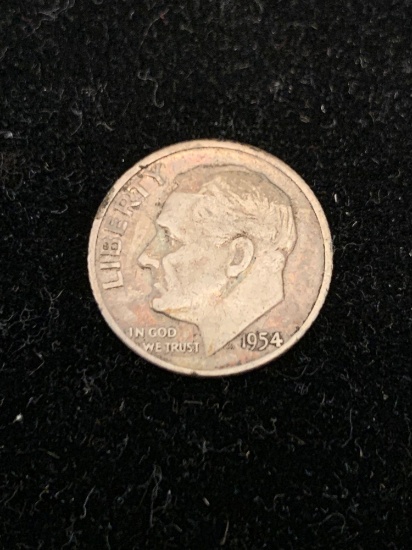 1954 United States Roosevelt 90% Silver Dime