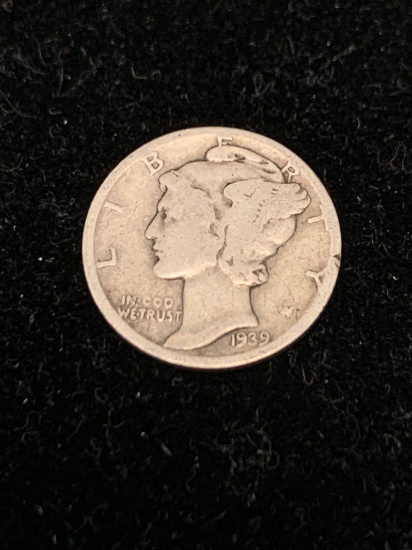 1939 United States Mercury Dime - 90% Silver Coin