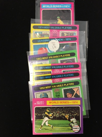 8 Card Lot of Vintage 1975 Topps Mini Baseball Cards