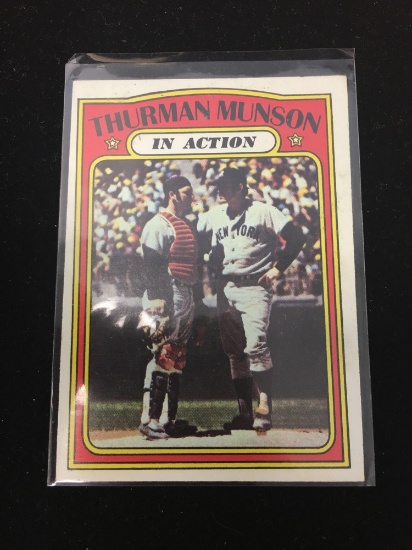 1972 Topps #442 Thurman Munson Yankees In Action Vintage Baseball Card