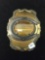 Large Copper-Tone Alloy 4x3in Western Horseshoe Belt Buckle w/ Oval 40x30 Tiger's Eye Cabochon