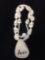 Hand-Carved Walrus Tusk 2in Long Pendant w/ Beaded 20in Necklace