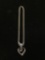 Scroll Ribbon Heart Motif 1in Tall Sterling Silver Pendant w/ Tourmaline Accents & 18in Long Wheat