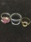 Lot of Three Various Size & Style Alloy Ring Bands