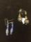 Lot of Two Murano Glass Bead Accented Pairs of Drop Earrings